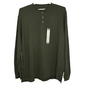 Guide Series Henley Long Sleeve‎ T-Shirt Mens XLT Dark Green Cotton Thermal NEW